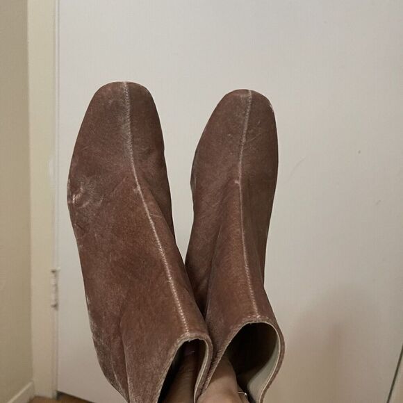 NWOB ZARA pink velvet square toe ankle heeled boots size 36 US 6 - Picture 5 of 7